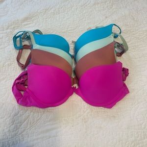 4 PINK solid color bras